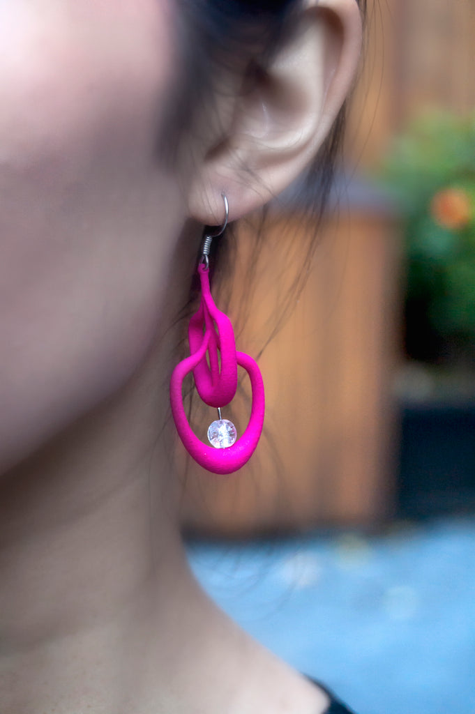 Petal Earrings in Magenta