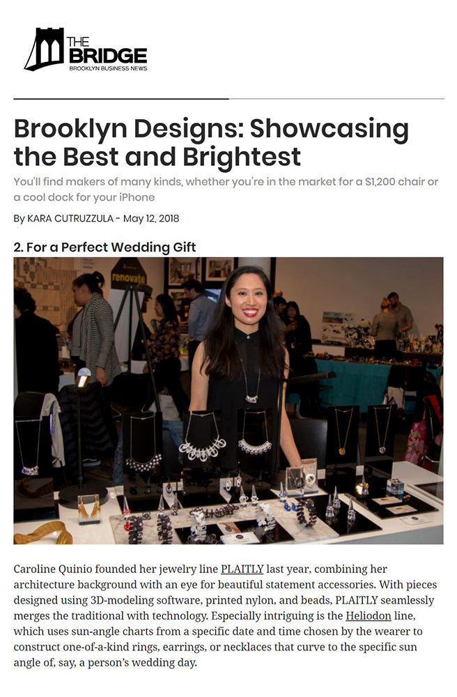 The Bridge BK Features PLAITLY at Brooklyn Designs