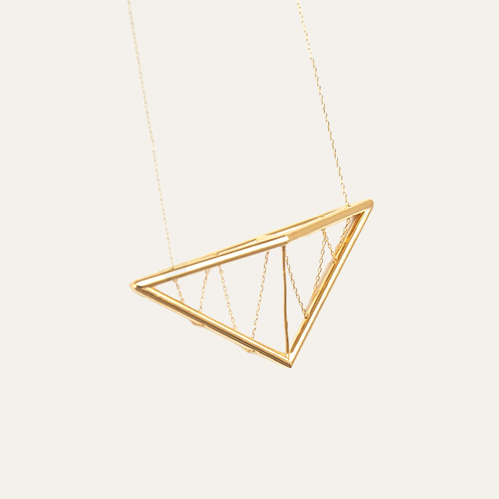 Pitched Truss Pendant in Gold