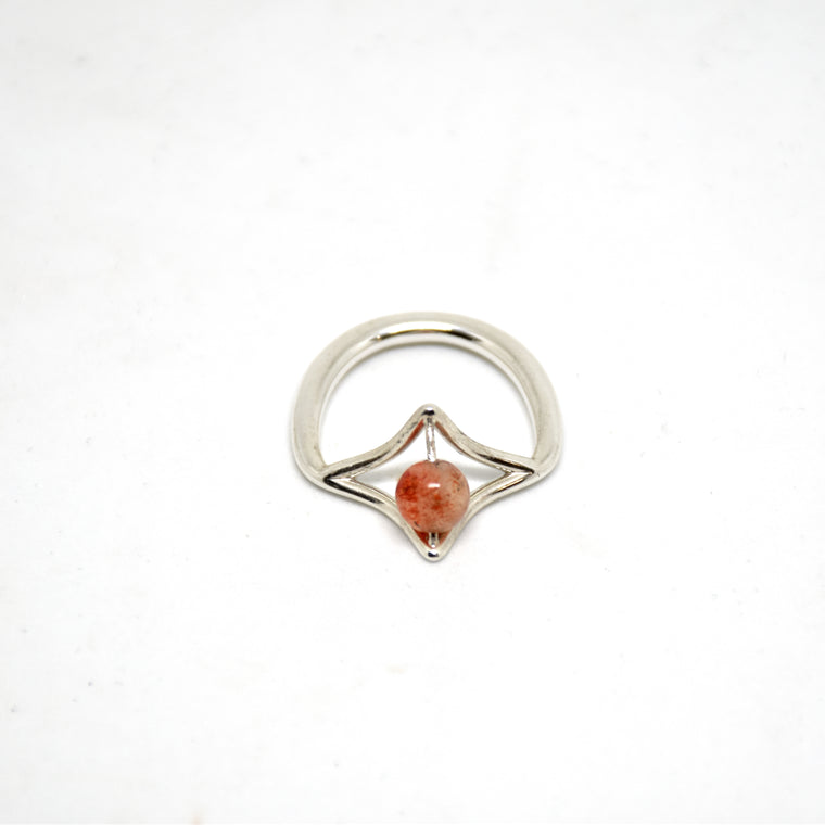 Petal Sterling Silver Ring with Sunstone