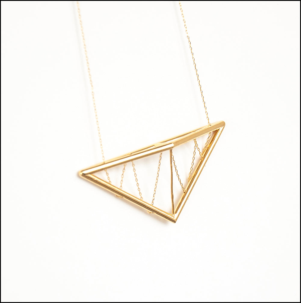 Pitched Truss Pendant in Gold